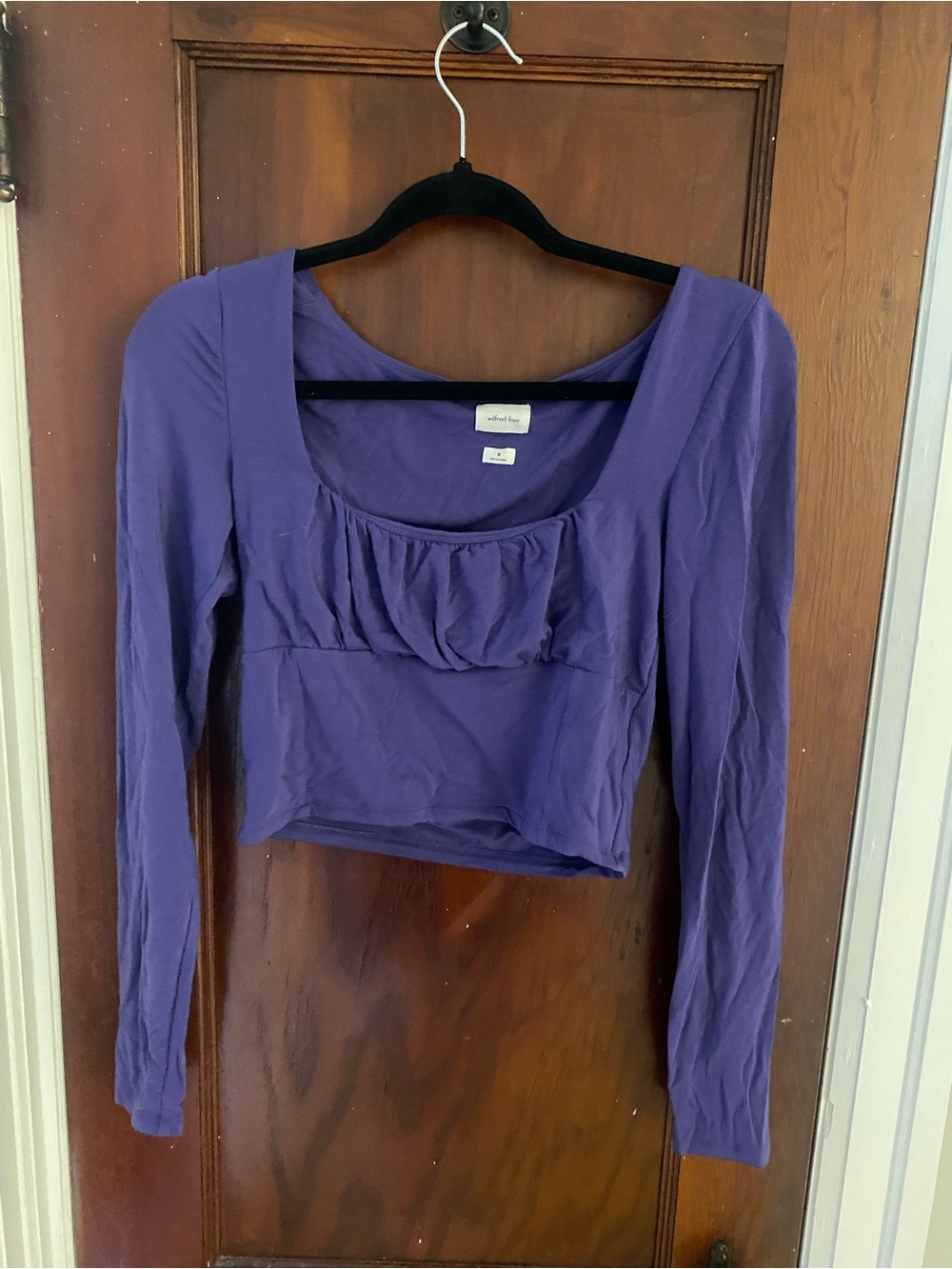Aritzia Purple Scoop Neck Long Sleeve Women's Top